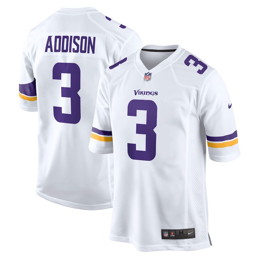 Men Minnesota Vikings #3 Jordan Addison Nike White Away Game NFL Jersey